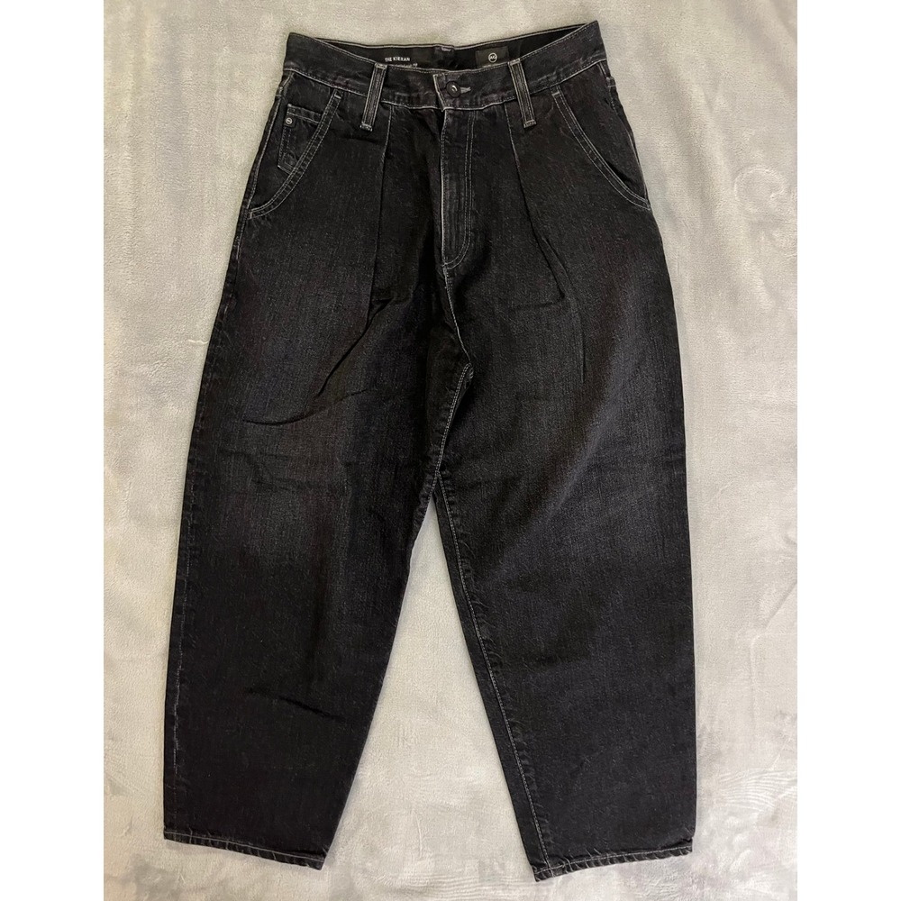 AG Adriano Goldschmied 27 Kieran High Waisted Pleated Wide Crop Barrel Jeans